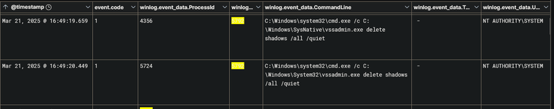 Shadow copy deletion