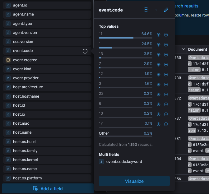 event.code distribution