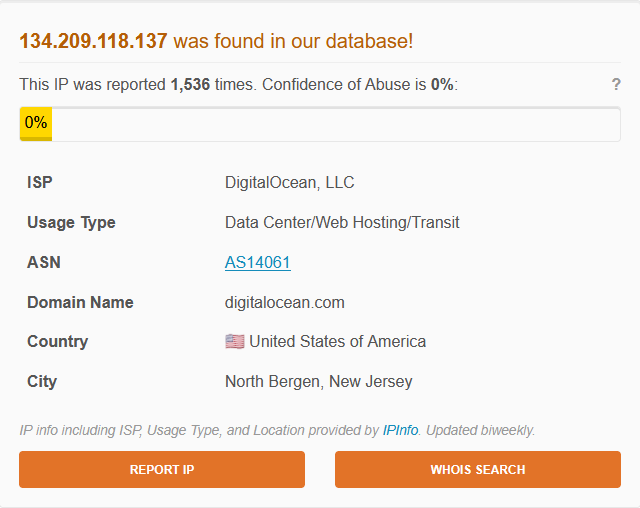 AbuseIPDB result