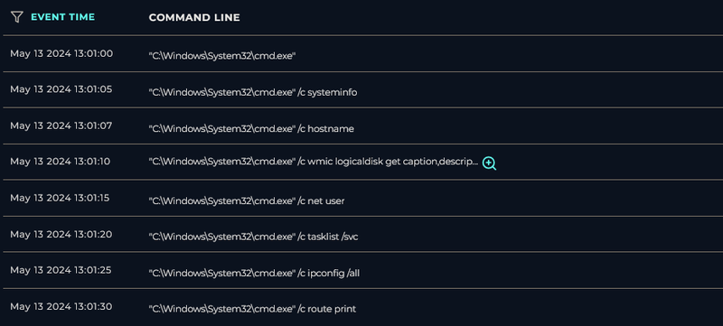 Endpoint command execution log