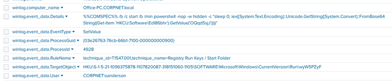 event id 13 - Registry Run key