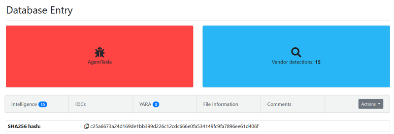 Hash - AgentTesla confirmation