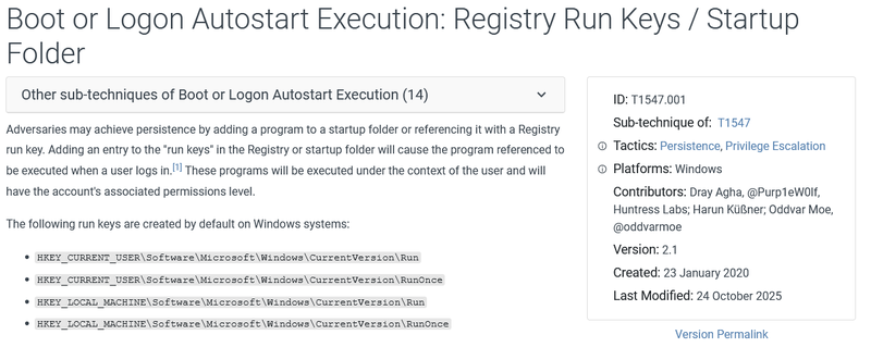 MITRE T1547.001 reference