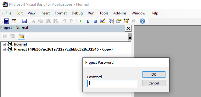 VBA project password protection