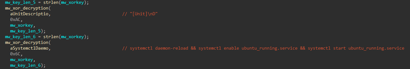 IDA — systemd unit string and systemctl command decryption