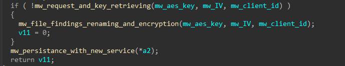 IDA — main execution flow after decryption