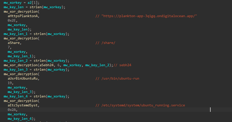 IDA — XOR decryption call chain in main