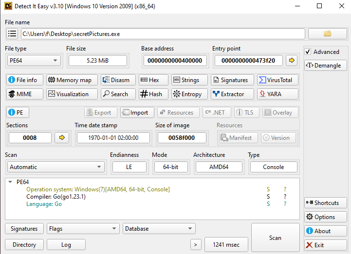 DIE — Golang detection