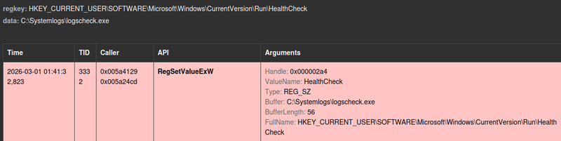 Registry persistence key